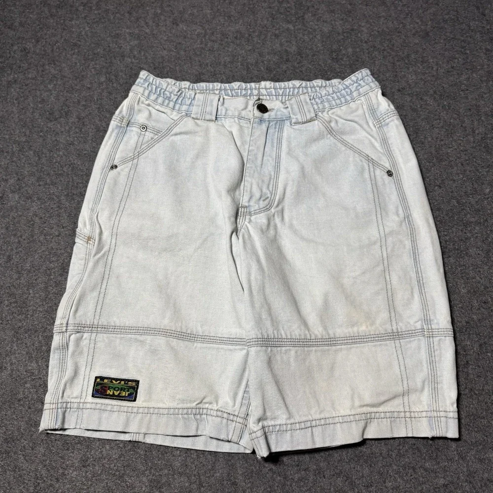 VTG 90s Levi's Sports Jeans RARE Utility Carpenter Denim Shorts Womens‎ 26 Retro